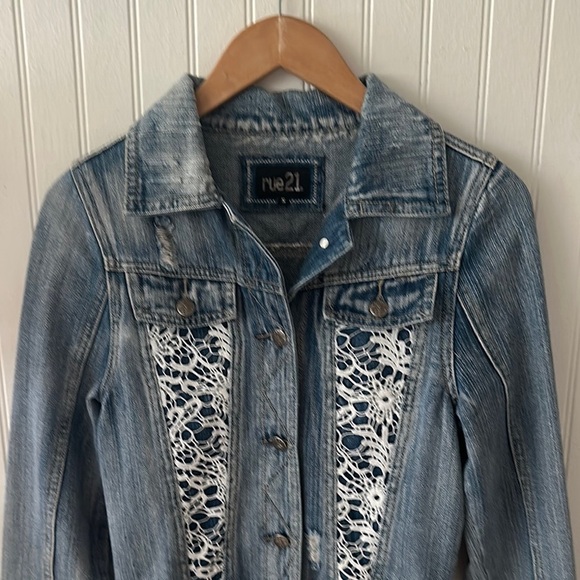 Rue21 Blue Denim Jacket with Lace Accents sz Small - Picture 5 of 13